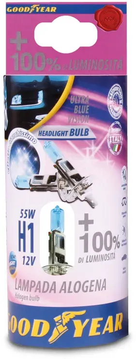 2er-Set Halogenlampen H1 12 V 55 W +100 % 5000 K E4 Goodyear FLZ.GDY0311