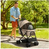 PawHut Hundebuggy Hundewagen 76,5 x 52 x 95 cm Braun onesize