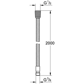 Grohe Brauseschlauch Metall 28158_1 2000 für Wannenrand/Fliesenbank-Br.grt. chrom