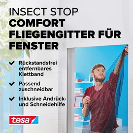 Tesa Fliegenschutzgitter Insect Stop Comfort 130 x 150 cm Anthrazit