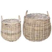 vidaXL Körbchen mit Speicher 2 pcs  Grau Komplettset