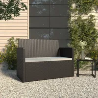 vidaXL Gartenbank mit Kissen Schwarz 105 cm Poly Rattan