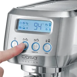 CASO Design Espresso Gourmet Latte Siebträgermaschine silber mit integriertem Milchbehälter
