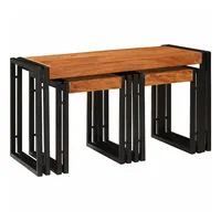 VidaXL Beistelltische Braun und Schwarz Massivholz Akazie