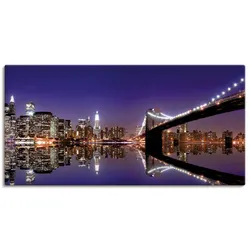 Leinwandbild ARTLAND "New York Skyline", lila (farbe bild(er): lila), B:60cm H:30cm, Canvas, Leinwand, Bilder, auf Keilrahmen gespannt