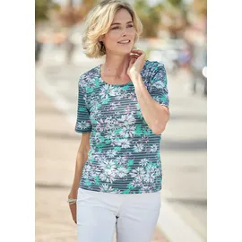 GOLDNER Streifenshirt mit Blumenmotiv Blau 52