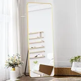 Famanu Standspiegel mit verstärktem Glas - Rund, Aluminiumrahmen