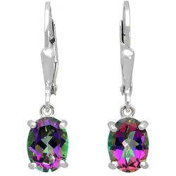 Paar Ohrhänger FIRETTI "Schmuck Geschenk Silber 925 Ohrschmuck Patenbrisur Edelstein Topas", bunt (silberfarben, grün, lila, grün, lila), Ohrringe, Damen, Silber 925 (Sterlingsilber), mit Topas