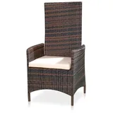 Melko Relaxsessel Polyrattan Garten, ca. 62 x 57 x 111 cm, verstellbar, wetterfest, inkl. Sitzkissen, Braun