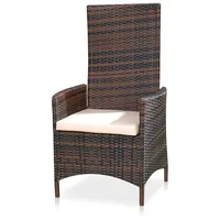 Melko Relaxsessel Polyrattan Garten, ca. 62 x 57 x 111 cm, verstellbar, wetterfest, inkl. Sitzkissen, Braun