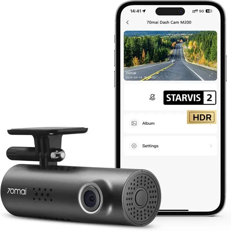 70mai DashCam M200, STARVIS 2 IMX662, 1080P mit HDR-Bildgebung, F1.8 Große Blende, MaiColor Vivid+ Lösung, Sprachsteuerung, WiFi, Optionaler Parkmodus, Bis zu 128GB unterstützt
