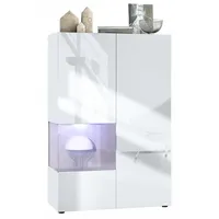 Vladon Vitrine, Silbereichen, 91.5x136.5x37 cm, Wohnzimmer, Wohnwände, Vitrinenschränke