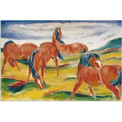 Wandbild ARTLAND "Weidende Pferde III. 1910", braun (farbe bild(er): braun), B:90cm H:60cm, Bilder, als Alubild, Outdoorbild, Leinwandbild in verschied. Größen