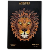 ANIWOOD J2317M - Animal Wood Puzzle, Blackbox Lion M, Löwe, Holz-Puzzle, 150 Teile