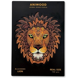 ANIWOOD J2317M - Animal Wood Puzzle, Blackbox Lion M, Löwe, Holz-Puzzle, 150 Teile