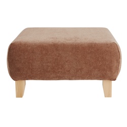 Hocker/Fußstütze aus Stoff mit strukturiertem Samteffekt in Terracotta und hellem Massivholz B75 cm ODEON