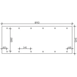 SKANHOLZ Spreewald Walmdach Carport aus Nadelholz 3,45 x 8,93 m schwarze Blende