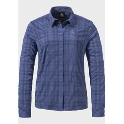 Outdoorbluse SCHÖFFEL "Hiking Blouse Style Dynkur WMS", Damen, Gr. 44, 8505, blau, Oberstoff: 81% Polyester 14% Nylon 5% Elasthan, sportlich, Basic, V-Ausschnitt, Langarm, Blusen