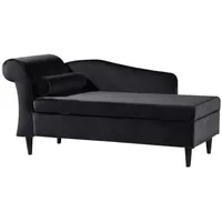 KAWOLA SARAH Ottomane Recamiere Stoff schwarz 163x77x73cm