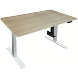Home Deluxe - Höhenverstellbarer Schreibtisch LUMINA - Gestell: Weiß, Platte: Eiche, Maße: 160 x 80 cm, Kohlenstoffstahl, inkl. PC-Halterung, US...