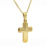 HOPLO Kreuzanhänger Anhänger Kreuz mit massiver Goldkette 1,1 mm 333-8 Karat Gold, Made in Germany 45 cm