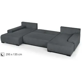 beautysofa Ecksofa BENNY Polyester U-Form 3-Sitzer Grau