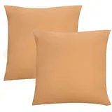 BIBERNA Feinjersey Kissenhülle Doppelpack (Gold, 80x80)