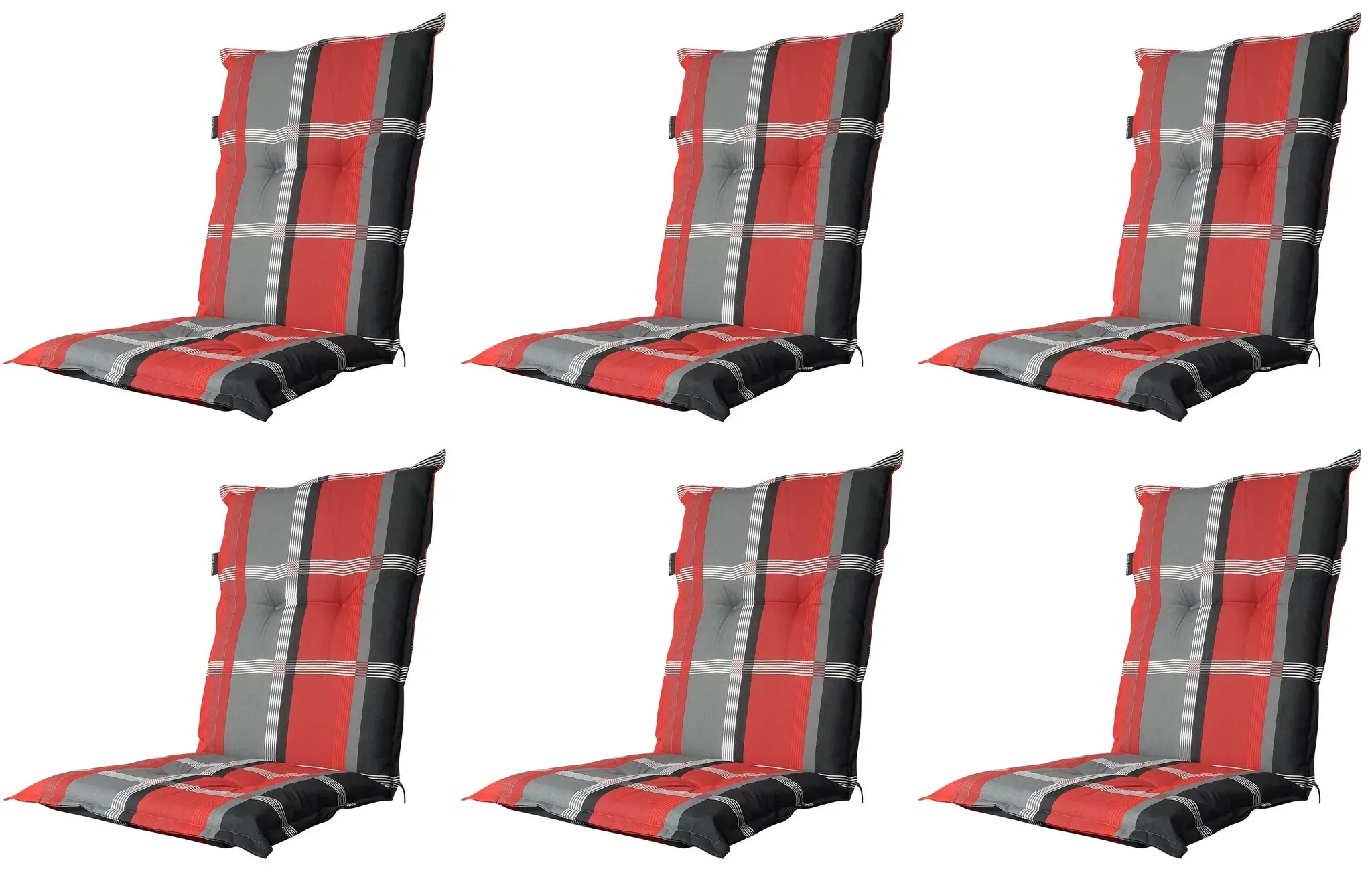 Madison 6x B253 Niederlehner Gartenstuhl Auflagen 105x50x8cm rot Karo