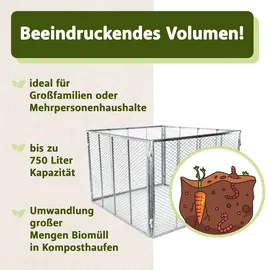 Lemodo Metall Komposter 750 L silber, stabiler Komposter für eigenen Bio-Kompost