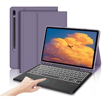 IVEOPPE Samsung Galaxy Tab S7 Fe Tastatur, Samsung s7 fe hülle mit Tastatur für Galaxy Tab S7 FE/S7+/S8+/S7 Plus/S8 Plus 12.4'', QWERTZ Bluetooth Samsung Tablet S7 Tastatur mit Schutzhülle,Lila