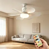 KUWUNG Deckenventilator mit Beleuchtung, 40W Deckenlampe mit Ventilator, Deckenventilator mit Licht und Fernbedienung, 3 Windstufen & 3 Modi Dimmbar, Ventilator Lampe mit Timerfunktion