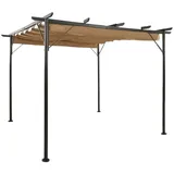 vidaXL Pergola mit Ausziehbarem Dach Taupe 3x3 m Stahl 180 g/m2