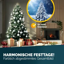 CASARIA CASARIA® Weihnachtskugeln 100tlg Ø 3-6cm Kunststoff matt glänzend Christbaumkugeln Weihnachtsbaumkugeln Weihnachtsdeko Weiß