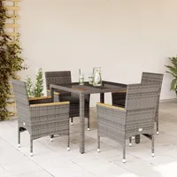 KKHOMEI Rattan Essgruppe für 4 Personen, Gartenmöbel Set 4 Stühle mit Tisch, Garten Sitzgruppe, Rattan Essgruppe, Gartengarnitur, Sitzgarnitur, Terrassenmöbel Set, Grau-55