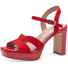 TAMARIS Damen Sandalen mit Absatz Leder Blockabsatz Sommer; RED/rot; 40 EU