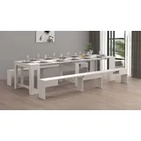 Dmora Bank Torquato, Set mit 2 Sitzgelegenheiten für den Esstisch, ausziehbare Bänke, 290x25x45 cm, Weiß