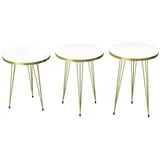 [en.casa] Satztisch Ry 3er Set Weiß / Gold [en.casa]