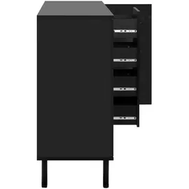 Die Möbelfundgrube Sideboard schwarz Artisan, Eiche - 4 Schubladen, 160 cm, - MONZA