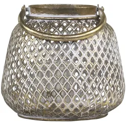 Chic Antique Windlicht Vire mit Muster, H15/D16 cm, antik messing