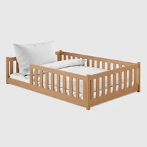 Kids Collective Jugendbett Bodenbett 120 x 200 cm Kiefer massiv braun Zimt