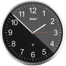 Mebus 19578 Wanduhr Mechanische Wanduhr Rund Schwarz, Metallisch