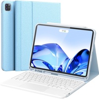 Earto iPad Air 2022 Hülle mit Tastatur, iPad Pro 11 Tastatur 2022 mit Touchpad, 2 Bluetooth Kanäles, Type C Aufladbar QWERTZ-Tastatur für iPad Air 5/4 10.9 2022/2020, iPad Pro 11 (4/3/2/1Gen), Blau