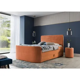 Fun Möbel Boxspringbett Schlafzimmerbett BODY 120x200cm in Stoff Rostbraun inkl. Bettkasten