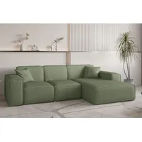 Fun Möbel Ecksofa Designersofa CELES PREMIUM in Stoff Scala Forest Ottomane Rechts - Grün