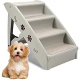 Vigevee Hundetreppe Klappbare Haustiertreppe 48,5 cm Hoch, 4-Stufig Faltbare Katzentreppe, Hunderampe, Maximale Belastung 75kg, Tiertreppe mit Rutschfester Matte für Hunde und Katzen, Bett oder Sofa