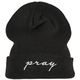 Mister Tee Pray Embroidery Beanie Schwarz