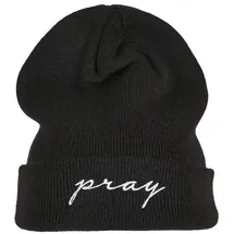 Mister Tee Pray Embroidery Beanie Schwarz