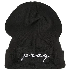 Mister Tee Pray Embroidery Beanie Schwarz