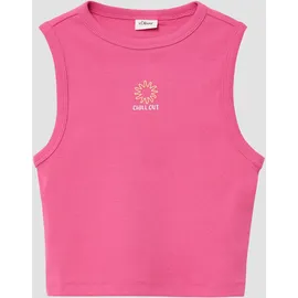 s.Oliver Slim-Fit-Top aus Rippware mit Stickerei - pink - 146/152