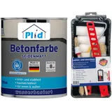 Plid® Betonfarbe Innen & Außen Frostsicher Anthrazitgrau 0,75L - Flüssigkunststoff Bodenbeschichtung - Betonfarbe Kellerboden - Bodenfarbe für Keller, Zement, Mauerwerk & Holz - Made in Germany Set